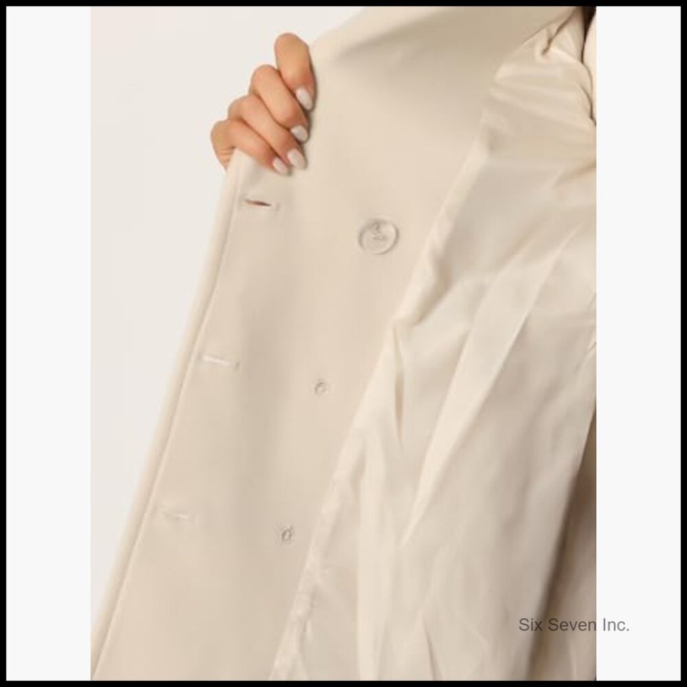 Polyester Pea Coat Double Breasted Mid Thigh Wint… - image 6